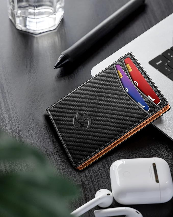 Magnetic Closure Slim Wallet with Money Clip Gift Boxed,Genuine Leather Front Pocket Wallet for Men, 3.9"x 2.9", RFID Blocking