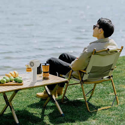 Portable Handheld Fan, Speed (1-100) Adjustable Turbo Personal, 4000mAh Battery Rechargeable Cooling Fan, Digital Display, Gifts for Women Men Travel/Camping/Outdoor (Starlight/Beige)