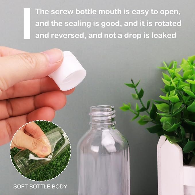 80 Pack 3.5 oz Plastic Bottles with White Top Caps, Clear Empty Bottles, Cosmetic Containers for Lotion and Shampoo, Travel-Friendly Bottles, BPA-Free for Liquids and Personal Care