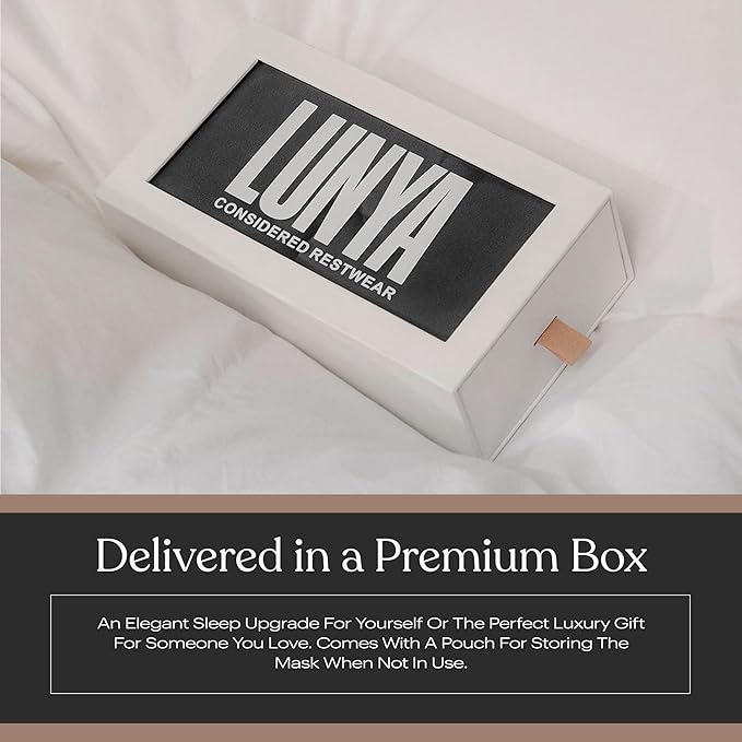 Lunya Weighted Silk Sleep Mask – Mulberry Silk Eye Cover with Cooling Glass Beads, Noise-Reducing Fit, Washable Fabric, and Travel Pouch – Sleeping Mask for Men and Women - Meditative Grey – Small