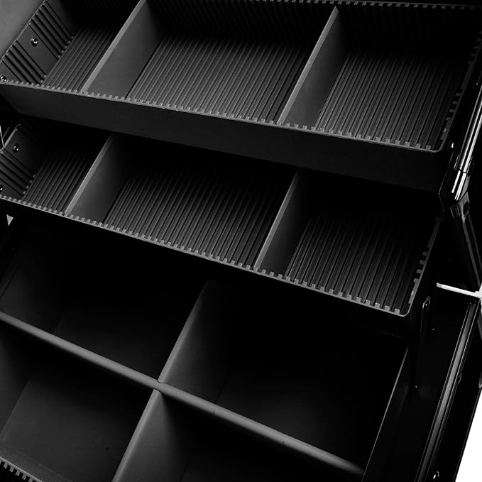 SHANY Essential Pro Makeup Train Case Cosmetic Box Portable Makeup Case Cosmetics Beauty Organizer Jewelry storage with Locks, Multi Compartments Makeup Box and Shoulder Strap - All Black