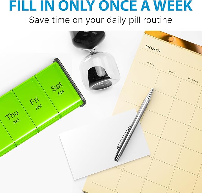 Extra Large Pill Organizer- XXL Pill Box 7 Day - Weekly Pill Organizer with AM PM Large Compartments Big Pill Case for Supplements Jumbo Pill Holder for Vitamins Huge Medicine Organizer 2 Times a Day