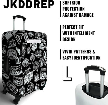 World Marks Travel Luggage Cover, Travel-Themed Suitcase Protector Stretchable, Washable Travel Suitcase Cover (L for 25-28 Inch Luggage)