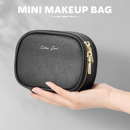 Small Makeup Bag with Led Mirror, Mini Travel Make up Bag 3 Light Modes Adjustable Brightness, for Women Organizer Cosmetic Bag, Portable Travel Train Toiletry Bag, for Pool Parties Work Touch-Ups
