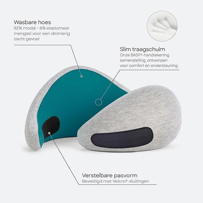 Ostrichpillow Go Neck Pillow, Travel Pillows for Airplanes, Premium Memory Foam Travel Pillow, 360º Ergonomic Design, Asymmetrical Sides, Travel Bag Included, Washable Modal Cover