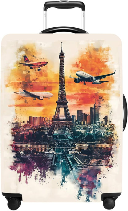 Luggage Cover Washable Suitcase Protector Anti-scratch Suitcase cover Fits 20-34 Inch Luggage (Tower-1, M(24-26inch suitcase))