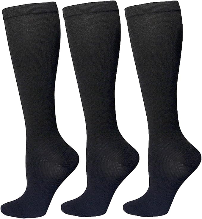 Bestjybt 3 Pairs Compression Socks for Women & Men Circulation 15-20 mmHg Support Socks for Athletic Running Cycling