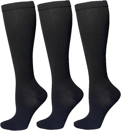 Bestjybt 3 Pairs Compression Socks for Women & Men Circulation 15-20 mmHg Support Socks for Athletic Running Cycling