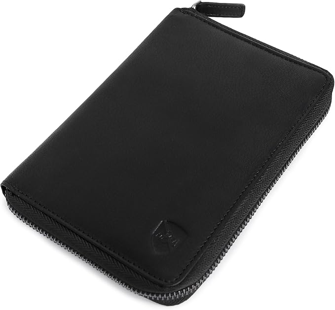 ALLEN & MATE Passport Holder Travel Wallet, 100% Leather RFID Blocking Travel Document Organiser for Men & Women
