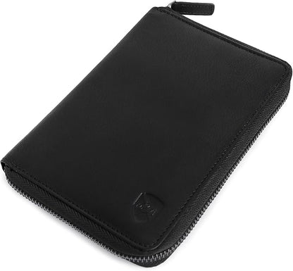 ALLEN & MATE Passport Holder Travel Wallet, 100% Leather RFID Blocking Travel Document Organiser for Men & Women