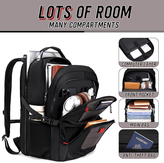 Z-MGKISS Travel Backpack, TSA Airline Approved, Travel Laptop Backpack with USB Charging Port, Extra Large