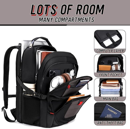 Z-MGKISS Travel Backpack, TSA Airline Approved, Travel Laptop Backpack with USB Charging Port, Extra Large