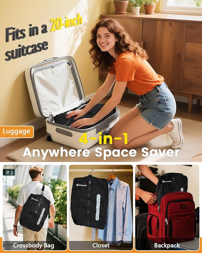 1Pack Vacuum Seal Bags For Clothing Travel | Waterproof Reusable Compression Bags with Shoulder Strap for Luggage and Suitcase, Space Saver Vacuum Seal Packing Cubes for Clothes (No Pump)