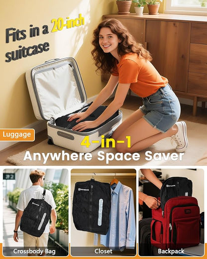 1Pack Vacuum Seal Bags For Clothing Travel | Waterproof Reusable Compression Bags with Shoulder Strap for Luggage and Suitcase, Space Saver Vacuum Seal Packing Cubes for Clothes (No Pump)