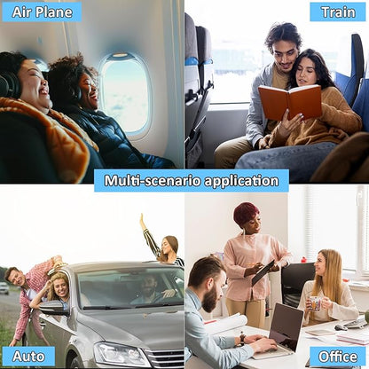 Airplane Foot Rest, Office Footrest Under Desk with 4 Hooks, Widen Airplane Footrest Flight Hammock Memory Foam Travel Foot Sling for Work Gaming Travel Essentials, Black