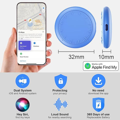 Air Tracker Tags-4 Pack Android or iOS, Apple & Android Tracker Tags, Bluetooth Tracker Smart Tag Works with Apple Find My and Google'S Find Hub App, Key Locator (Blue)