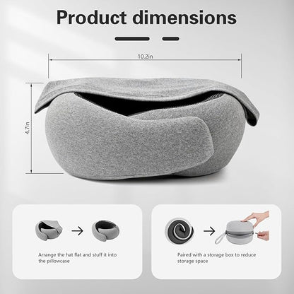 Neck Travel Pillow, Airplane Pillow for Traveling, Adjustable Flight Pillow, Memory Foam Airplane Pillow for Side, Breathable & Hypoallergenic for Long Flights, Cars, Trains & Office