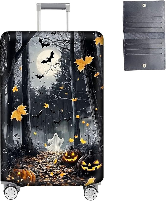Luggage Cover Protector for 26-28 Inch Suitcases, TSA Approved Elastic Travel Suitcase Covers, Anti-Scratch Washable Luggage Sleeve for Carry On & Checked Bags, Horror Forest