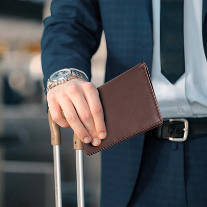 Polare Luxury RFID Blocking Leather Passport Holder Travel Wallet For Men and Women (Coffee)