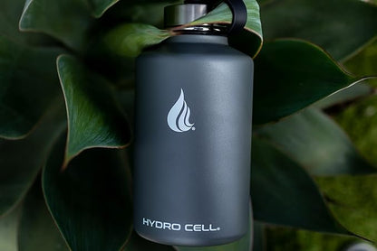 HYDRO CELL Stainless Steel Insulated Water Bottle with Straw - For Cold & Hot Drinks - Metal Vacuum Flask with Screw Cap and Modern Leakproof Sport Thermos for Adults (Graphite 64oz)