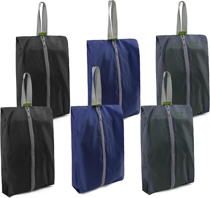 BeeGreen Black Navy Shoe Organizer Set - 6 Pack Shoe Bags For Travel with Zipper Closure and Handle,Stylish and Portable Nylon Shoe Storage for Men and Women's Travel Gifts and Home Storage