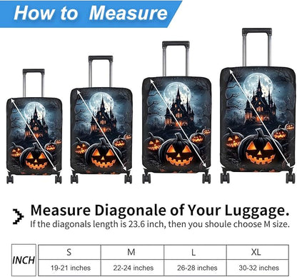 Luggage Cover Protector for 26-28 Inch Suitcases, TSA Approved Elastic Travel Suitcase Covers, Anti-Scratch Washable Luggage Sleeve for Carry On & Checked Bags, Halloween Pumpkins