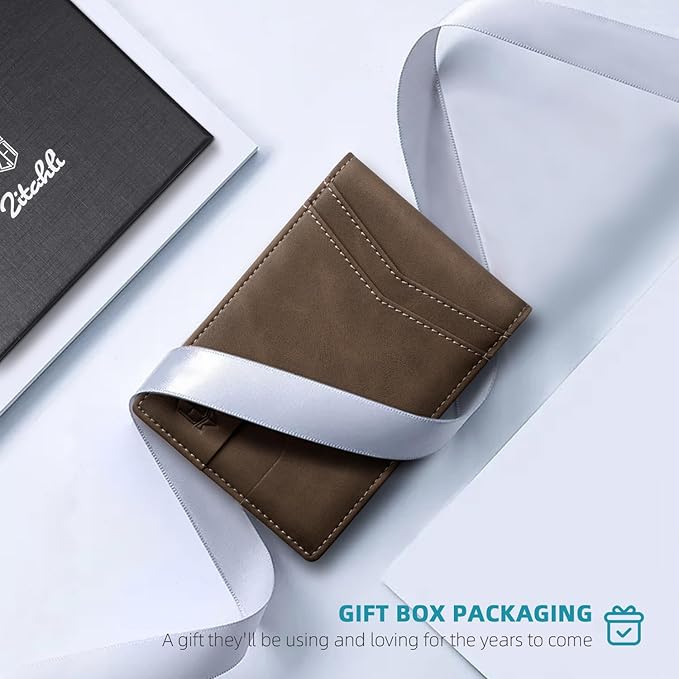 Zitahli Money Clip Wallets for Men,Slim Bifold Wallet 10-12 Cards, Mens Leather Wallet with ID Window,RFID Blocking Thin Minimalist Credit Card Holder,Gifts for Him