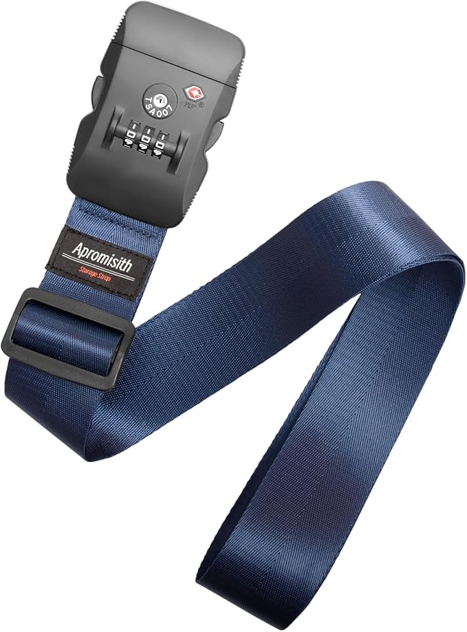 Luggage Strap Belt for 20"-32" Suitcase with TSA Approved 3-Dial Combination Lock Wide Adjustable Packing Straps Travel Accessories, Blue