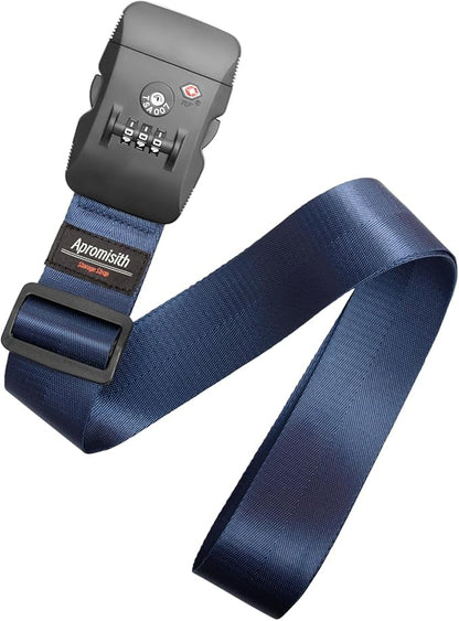 Luggage Strap Belt for 20"-32" Suitcase with TSA Approved 3-Dial Combination Lock Wide Adjustable Packing Straps Travel Accessories, Blue