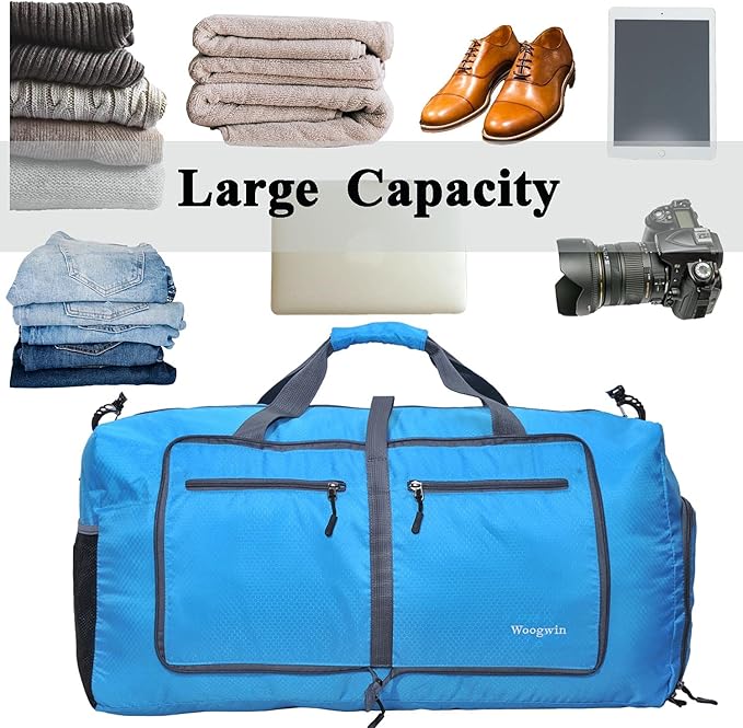 Woogwin Travel Duffel Bag Large Foldable Waterproof Overnight Bag for Beach Swim Bags Pool Sports Gym