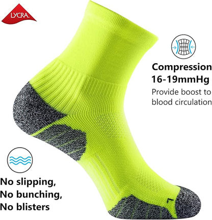 CWVLC Compression Athletic Quarter Socks Cushioned for Men Women