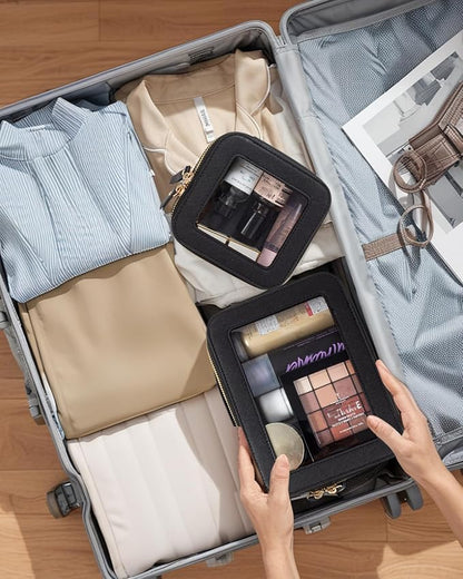 Clear Makeup Bag Set, Travel Makeup Case Clear Cosmetic Travel Bag Small Makeup Organizer Mini Make Up Pouch for Purse Waterproof Toiletry Bag Portable Car Essentials Car Organizer