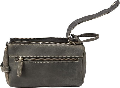 KomalC Premium Buffalo Leather Toiletry Bag for Men & Women – Leather Dopp Kit With Water resistant Lining, Premium Toiletry Travel Pouch, Unisex Wash Bag for Toiletries, Gifts for Men and Women