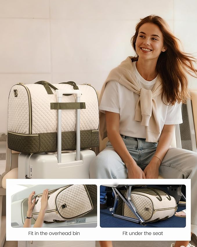 LOVEVOOK Convertible Travel Duffle Bag for Women Men, Garment Bag for Travel, Quilted Overnight Weekender Carry On Duffel Bags for Airplane, Suit Bags for Trip, Business