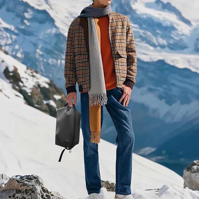 Vomgomfom 6L 13 Inch Silicone Toiletry Bag, Waterproof Leakproof Travel Cosmetic Organizer, Adjustable G-Buckle Compression Dopp Kit, Foldable Makeup Bag for Women & Men (Grey, 13" 6L)