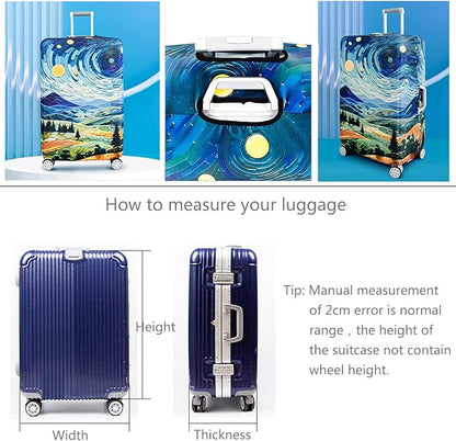 fancyfree Luggage Cover Washable Suitcase Protector Anti-scratch Suitcase cover (Countryside And Starry Sky, S(18"-21" luggage))