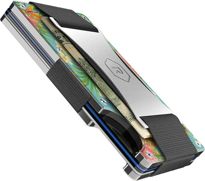 Ridge Wallet for Men - Slim Minimalist Compact Wallet and Card Holder, RFID Protected Front Pocket Wallets for Men with Integrated Cash Strap (Tropical)