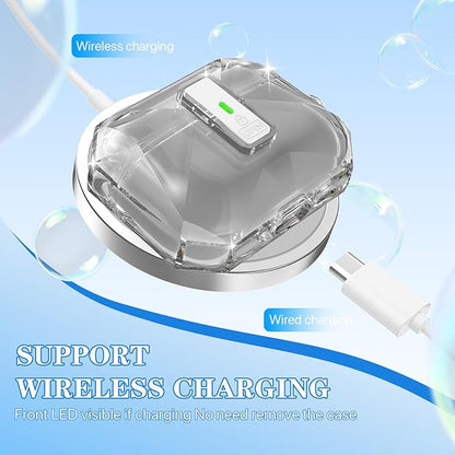 R-fun for AirPods Pro 3 Case (2025) Cover with Cleaning Kit, Military-Grade Shockproof Transparent Non-Yellowing, Auto Pop-Up Lid Design for AirPods Pro 3rd Generation Case, Clear Black