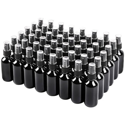 Black Glass Small Spray Bottle 2 oz 48 Packs,Fine Mist Sprayer Small Clear Bottles,Refillable Containers mini spray bottles for Cleaning Solutions and Skin Care (Black 48pcs)