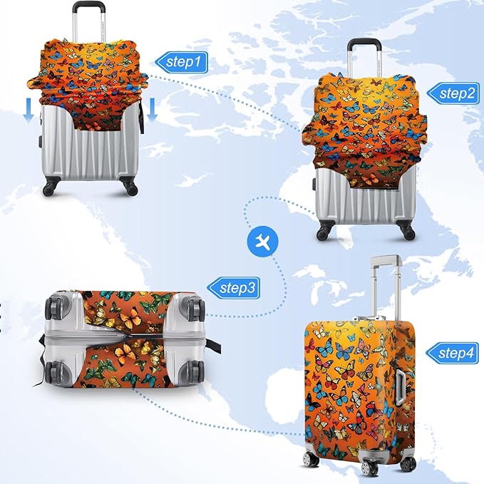 ANNA QUEEN Travel Luggage Cover Suitcase Protector Suitcase Cover Anti-Scratch,Stretchable Bag Cover Washable Durable Polyester