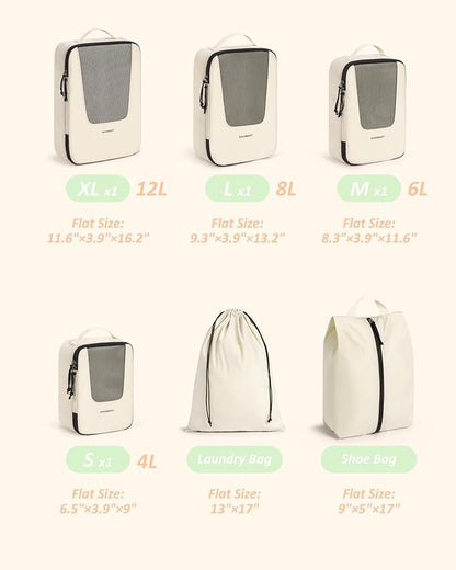 BAGSMART Compression Packing Cubes for Travel, 6 Set/5 Set/4 Set, Compression Suitcase Organizer Bags Set for Suitcases Travel Essentials, Lightweight Packing Organizers