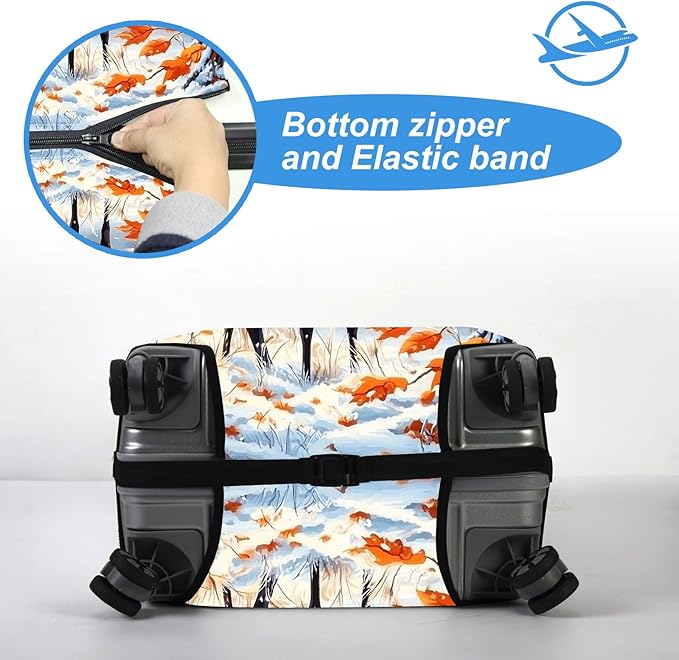 Luggage Cover Protector for 30-32 Inch Suitcases, TSA Approved Elastic Travel Suitcase Covers, Anti-Scratch Washable Luggage Sleeve for Carry On & Checked Bags, Autumn Colored Deer