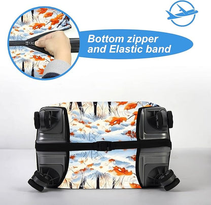 Luggage Cover Protector for 30-32 Inch Suitcases, TSA Approved Elastic Travel Suitcase Covers, Anti-Scratch Washable Luggage Sleeve for Carry On & Checked Bags, Autumn Colored Deer