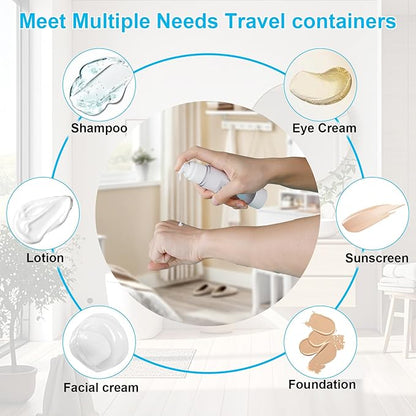 30 Pack TSA Approved Skincare Empty Travel Bottles, 1.7/1/0.7/0.34oz Refillable Travel Size Containers, Leak-Proof Toiletry Bottles for Skincare and Creams, Lotion, Eye Cream, Liquid, Foundation