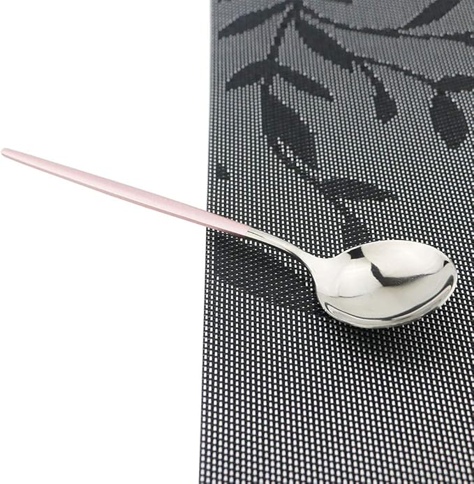 Pink Silver Silverware Set, JASHII 30-Piece Stainless Steel Satin Finish Flatware Set, Kitchen Utensil Set, Mirror Polished Tableware Cutlery Set for Home and Restaurant, Dishwasher Safe