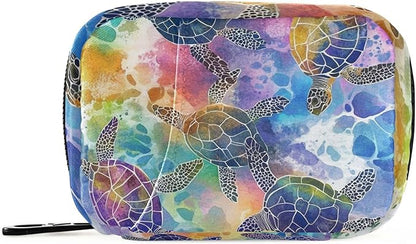 Pill Organizer Box Case Weekly Travel Pill Container Cute Pill Holder 7Day Vitamin Organizer Pill Dispenser Sorter Planner Storage Small Compact Colorful Watercolor Sea Turtles31