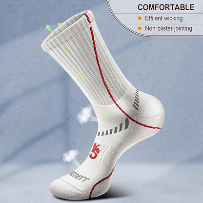 BULLIANT Compression Socks for Men 6Pairs, Athletic Crew Socks Cushioned For Men Sports Running-Arch Support