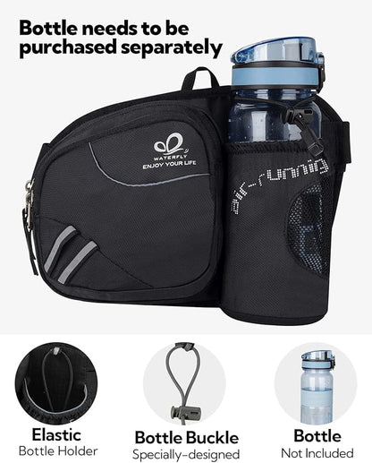 WATERFLY Fanny Pack Waist Bag: Waist Pack for Women Men with Water Bottle Holder Hiking Fanny Pack for Running Walking DogWalking Travel Cycling
