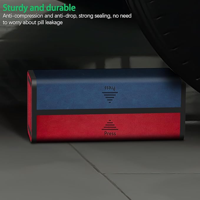 Pill Organizer 2 Times a Day, Am Pm Twice Daily Pill Case, Detachable Large Travel Pill Box 7 Day, Weekly Pill Container for Vitamin Medicine Supplement Fish Oil (Red and Blue)