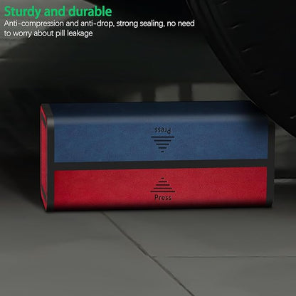 Pill Organizer 2 Times a Day, Am Pm Twice Daily Pill Case, Detachable Large Travel Pill Box 7 Day, Weekly Pill Container for Vitamin Medicine Supplement Fish Oil (Red and Blue)